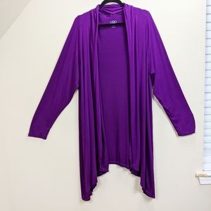 LOGO Layers Lori Goldstein 2X Purple Cardigan Knit
